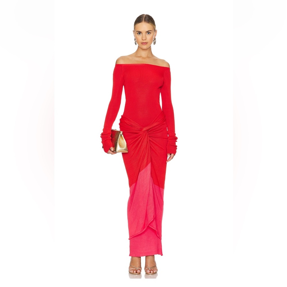New Baobab AMAR Dress off shoulder maxi medium knot draped waist